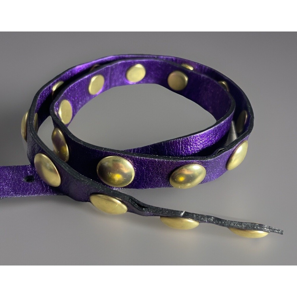 RARE✨Women's Coach‎ Belt Leather Purple Logo Oval Gold Tone "C" Buckle Size S - Picture 4 of 7